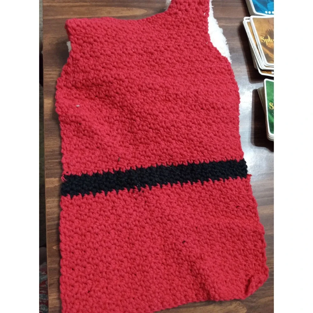 Handmade Crochet Santa Claus Kitchen Towel Christmas Holiday Decor Red‎ White